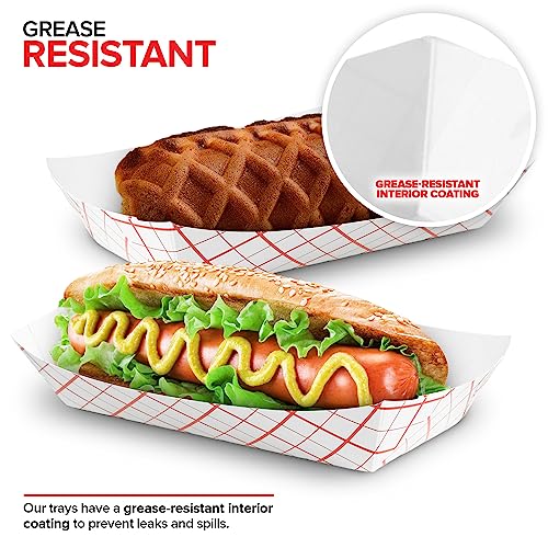 Stock Your Home Medium Paper Food Boats (100 Pack) – 2 lb Disposable Red & White Checkered Trays, Eco-Friendly Serving Boats for Concessions, Nachos & Condiments (4.5" x 2.75")