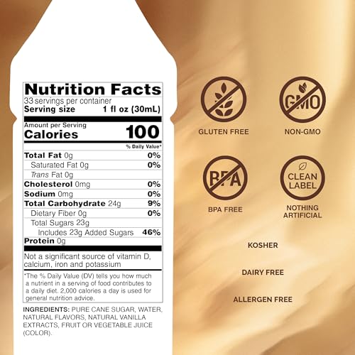 Monin - Vanilla Syrup | Pure & Rare Madagascar Vanilla, Premium Syrup for Coffee, Lattes & More | Clean Label, No Artificial Flavors, No Artificial Preservatives (BPA Free Bottle, 33.8 fl oz, 2-pack)