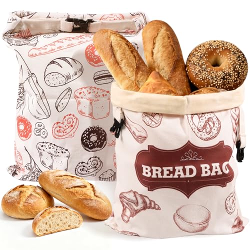 Beeswax Bread Bags，Extra Large 2 Pack- 17"×13" Reusable Sourdough Bread Bags for Homemade Bread