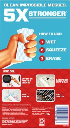 Mr. Clean Magic Eraser Sponge, All Purpose Cleaner, Cleaning Scrubber, Wall Cleaner, Sneaker Cleaner, Kitchen, Bathroom, Shower Cleaning Supplies, Melamine Sponge, Cleaning Pads, Extra Durable, 4ct