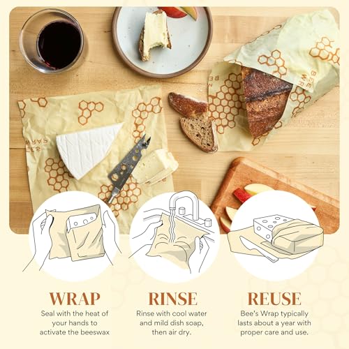 Bee's Wrap Beeswax Wraps for Bread - Beeswax Bread Wrap for Sourdough & Bread Storage - Plastic Free Made in USA Reusable Natural Food Wrap - Honeycomb