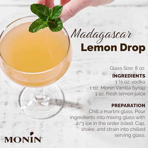 Monin - Vanilla Syrup | Pure & Rare Madagascar Vanilla, Premium Syrup for Coffee, Lattes & More | Clean Label, No Artificial Flavors, No Artificial Preservatives (BPA Free Bottle, 33.8 fl oz, 4-pack)