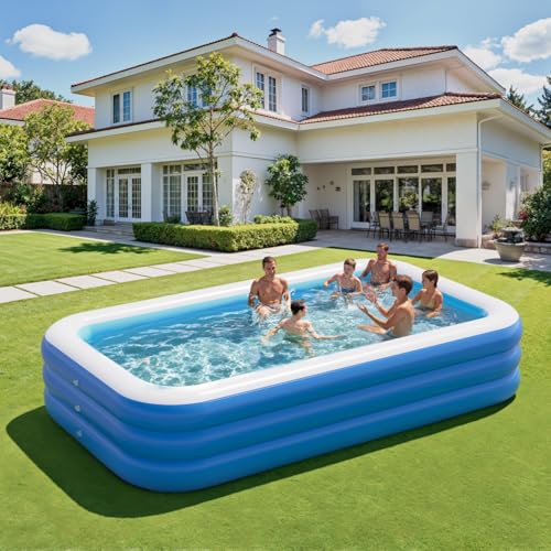 Inflatable Pool for Adults, 103" x 65" x 22" Blow Up Pools, Rectangular Family Swimming Pool
