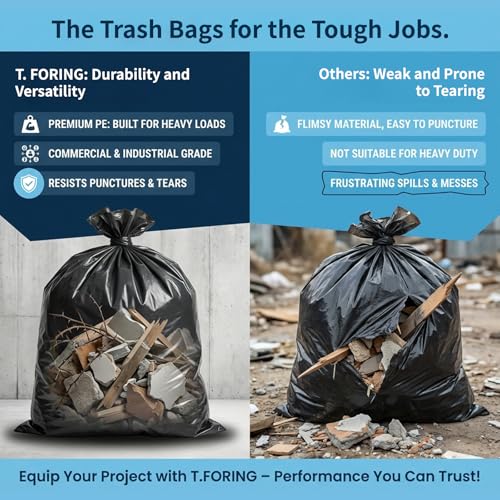 30-35 Gallon Trash Bags Heavy Duty 1.5 Mil - 31" x 39" 100 Count Large Black Garbage Bags 30+ Gallon Strong Plastic Trash Can Liners for Home Kitchen Commercial Lawn and Leaf