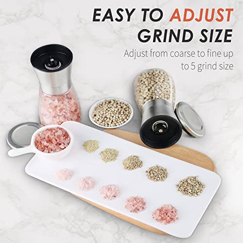 Original Stainless Steel Salt or Pepper Grinder - Top Spice Mill with Ceramic Blades, Brushed Stainless Steel and Adjustable Coarseness By Pepper Grinder （Single Package）