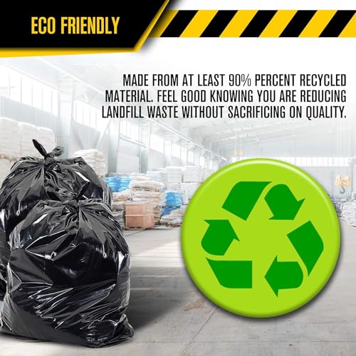 Ultrasac Contractor Trash Bags - (50 Pack/w Ties) - Heavy Duty 3 MIL Thick, 39" x 32", Shorter 33 Gallon Black Version - for Industrial, Commercial, Professional, Construction, Lawn, Leaf, and More