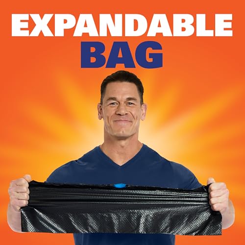 Hefty Ultra Strong 30 Gallon Trash Bags, Large Trash Bags, Multipurpose, Break Resistant Drawstring Closure, Resists Leaks, Punctures, and Tears, Black, Fabuloso Watermelon Scent, 50 Bags