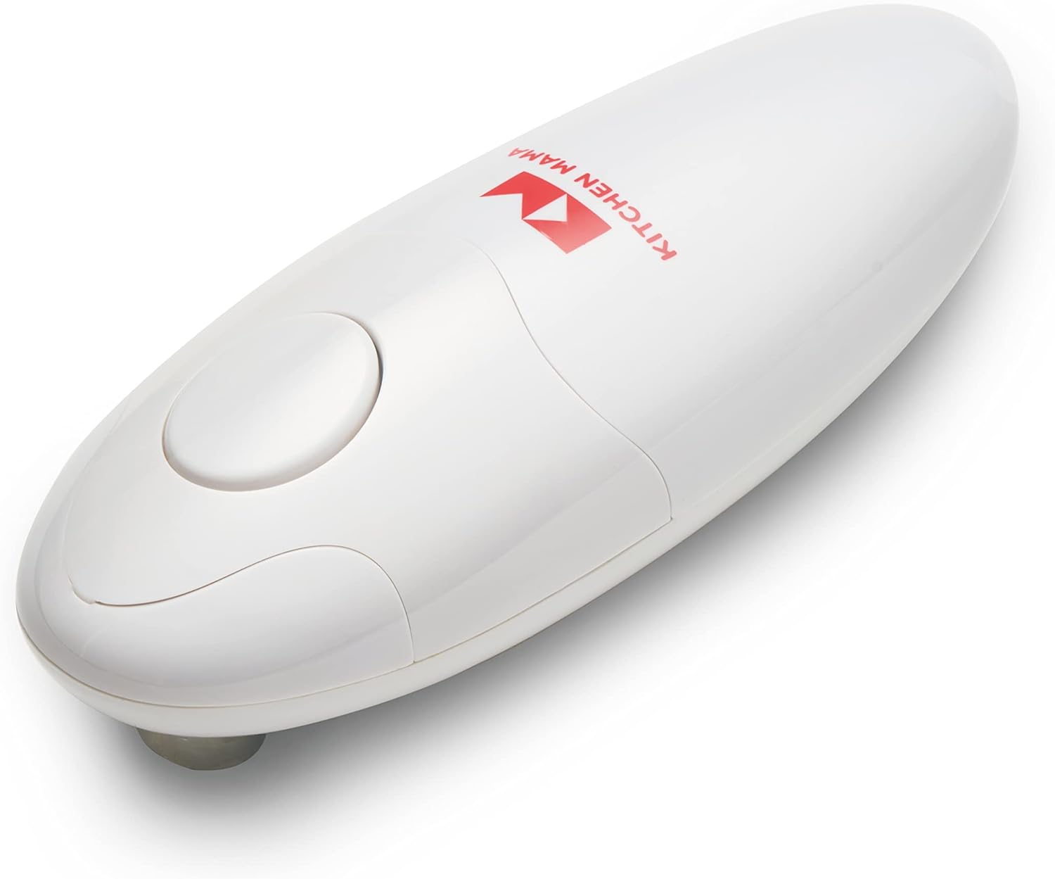 Kitchen Mama Auto Electric Can Opener: Open Your Cans with A Simple Press of Button - Automatic, Hands Free, Smooth Edge, Food-Safe, Battery Operated, YES YOU CAN (White)