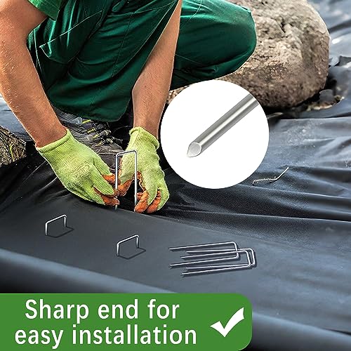 50 Pack Landscape Staples 4 Inch 12 Gauge Garden Stakes Galvanized Garden Staples Pins Anti-Rust Ground Stakes for Weed Barrier, Irrigation Tubing, Yard Lawn, Landscape Fabric