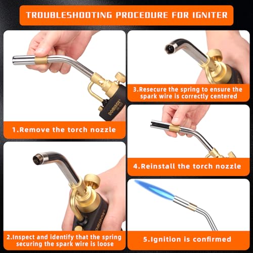 Propane Torch Head, High Intensity Torch Head Trigger Start Gas Torch, Map Gas Torch Kit for Propane, Map and Mapp Gas, Mapp Gas Torch for Soldering, Welding, Cooking (Not Included Gas Tank)
