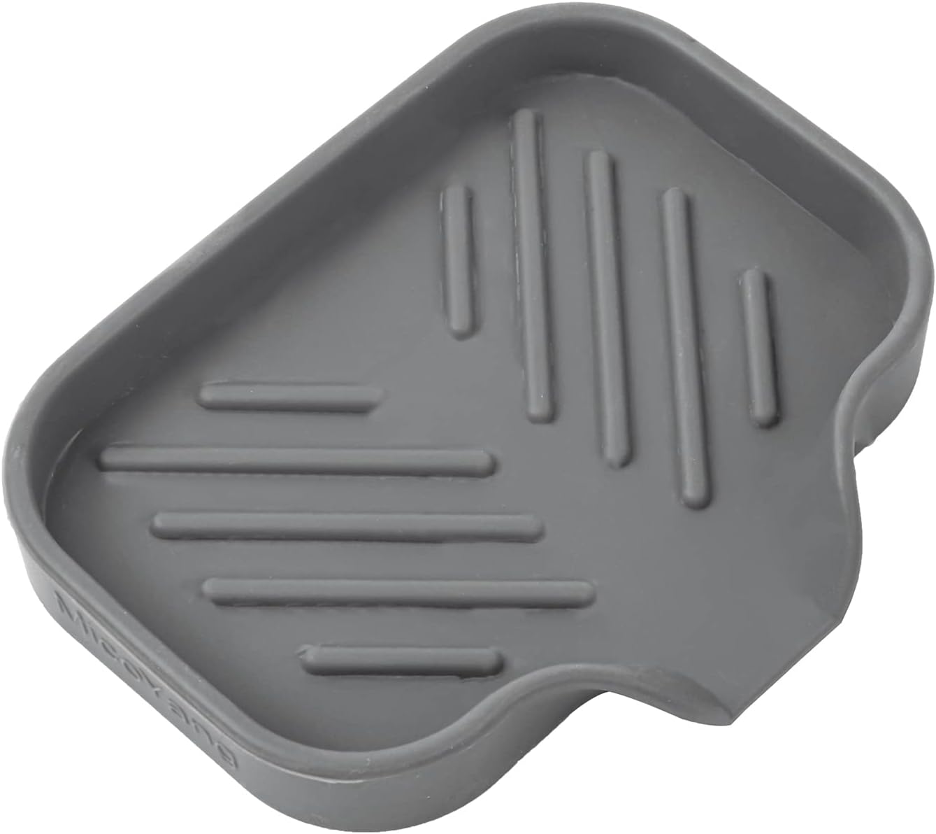 Silicone Bathroom Soap Dishes with Drain Spout-Bathroom and Kitchen Sink Organizer,Sponge Holder,Dish Soap Tray,Perfect for Dispenser,Scrubber,Bottle,Cup on Sink or Counter-Grey 4.9"×3.2"