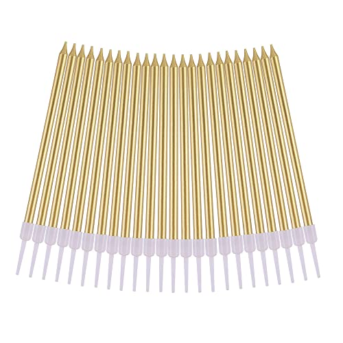 PHD CAKE Gold Long Thin Metallic Birthday Candles, Cake Candles, Birthday Parties, Wedding Decorations, Party Candles, Cake Decorations