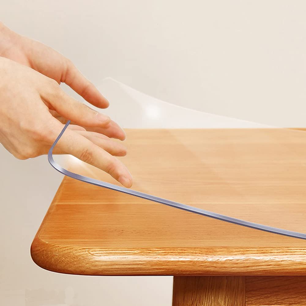 Transparent 14x24 in Small Office Desk Blotter Mat Clear Plastic Table Protector Cover Pad PVC Topper Surface Proection Mat Pad Anti Scratch Table Mat Glass End Table Protector Waterproof Easy Clean