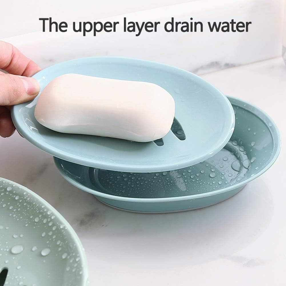 WYOK 2-Pack Soap Dish with Drain Plastic Sponge Holder Easy Cleaning Soap Saver Tray Caddy Keep Dry Stop Mushy for Shower Bathroom Kitchen(White)