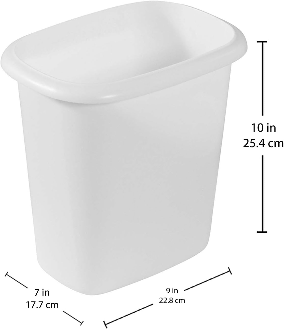 Rubbermaid Vanity Trash Can/Wastebasket 1.5-Gallons/6-Quarts White for Under Counter/Kitchen/Office/Bedroom/Bathroom