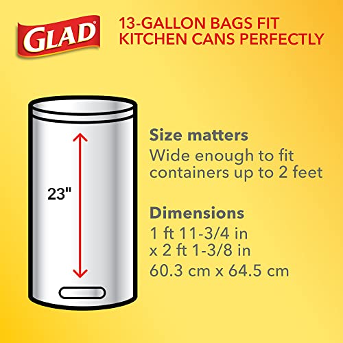 Glad Tall Kitchen Trash Bags 13 Gallon, Unscented Garbage Bags, Handle-Tie, 50 Count