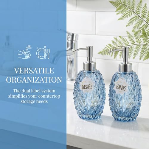 MALACHI Glass Soap Dispenser, 304 Rustproof Stainless Steel Pump, Refillable Multi‑use for Hand Soap, Dish Soap, Body Wash, Shampoo, Baby Wash for Bathroom Kitchen & Commercial
