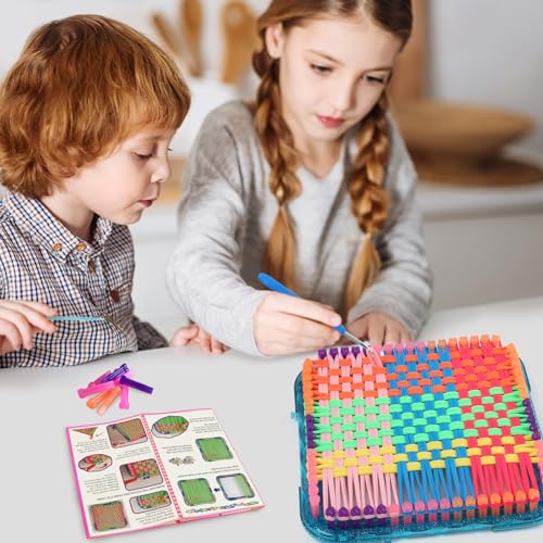 IQKidz Weaving Loom Kit Toys, DIY Arts and Crafts for Kids and Adults, Ideal Gifts for Girls Ages 5 6 7 8-12 13, Easy Potholder Loom Knitting Activity for Beginners, 224 Craft Loops
