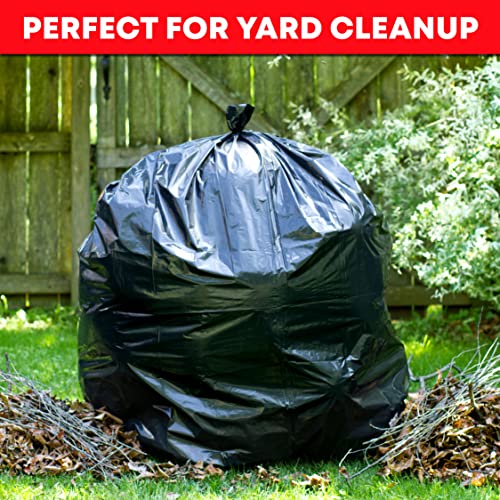 Tasker 55 Gallon Trash Bags | Value 50 Trash Bags w/Ties | Heavy Duty Extra Large Industrial Trash Bags 55 Gallon, Lawn and Leaf Bags, Extra Large Outdoor Contractor Trash Can Liners, 50-60 Gallon