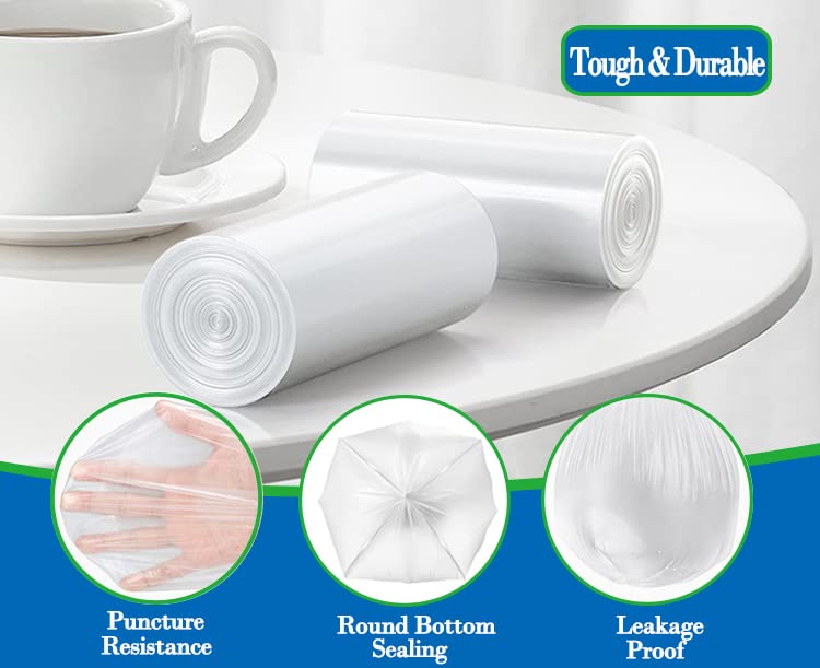 4 Gallon 100pcs Small Clear Trash Bags Strong Clear Garbage Bags, Bathroom Trash Can Bin Liners, Plastic Bags for Office Home Kitchen, Waste Basket Liner, Fit 12-15 Liter, 3-4 Gal（4G100-Clear）