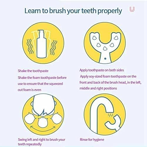 Meqtpomy Kids Electric Toothbrush，Toddler Toothbrush Waterproof Battery Powered 360 Automatic Sonic u Shaped Toothbrushes for 2-7 Years Old for Boys Girls，with 2 Replacement Brush Heads（Blue）