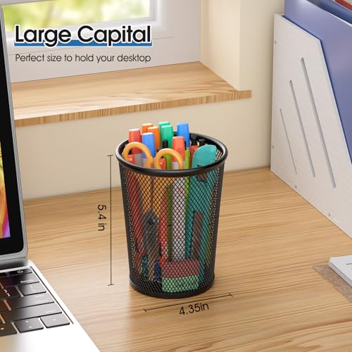 MaxGear Pen Holder for Desk, Premium Mesh Metal Pencil Holder Pen Cup Marker Organizer Makeup Brush Holders, Desk Accessories & Workspace Organizers for Home, School & Office, 5.4’’, 2 Pack