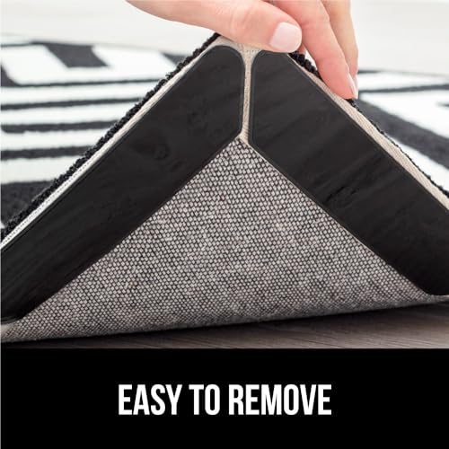 GORILLA GRIP Rug Gripper Pads Keep Area Rugs Corners from Curling, Reusable Double-Sided Stickers Holds Down Carpet in Place, Grips on Tile and Hardwood Floors Helps Prevent Sliding, Home Décor, 8 Pcs