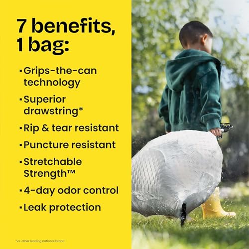 Glad ForceFlex Tall Kitchen Trash Bags, 13 Gallon, Gain Fresh Clean, 40 Count (Package May Vary)