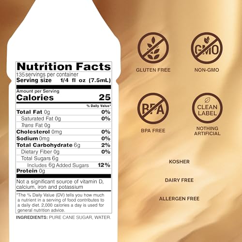 Monin - Pure Cane Syrup, Pure and Sweet, Great for Coffee, Tea, and Specialty Cocktails, Gluten-Free, Non-GMO (1 Liter, 4-Pack)