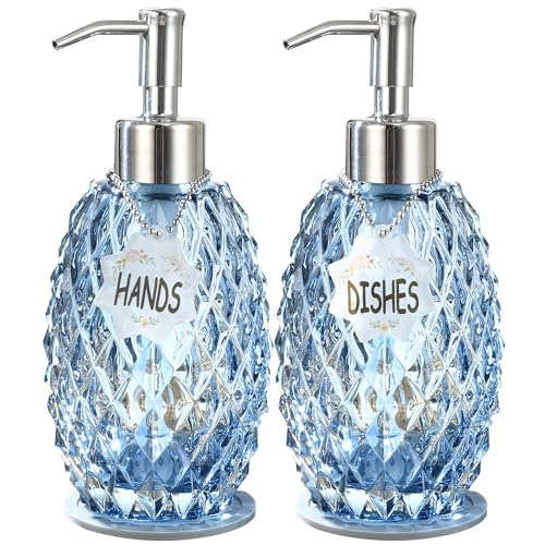 MALACHI Glass Soap Dispenser, 304 Rustproof Stainless Steel Pump, Refillable Multi‑use for Hand Soap, Dish Soap, Body Wash, Shampoo, Baby Wash for Bathroom Kitchen & Commercial