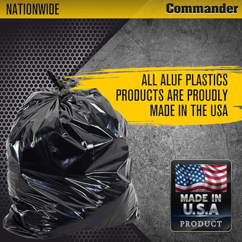 Commander 55 Gallon 2 MIL (eq) Heavy Duty Contractor Bags with Flap Ties - 36" x 56" with flaps - Pack of 20 - For Contractor, Industrial, & Outdoor