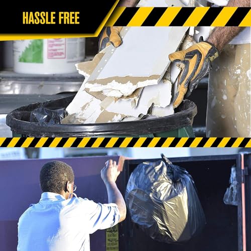 Ultrasac Contractor Trash Bags - (50 Pack/w Ties) - Heavy Duty 3 MIL Thick, 39" x 32", Shorter 33 Gallon Black Version - for Industrial, Commercial, Professional, Construction, Lawn, Leaf, and More