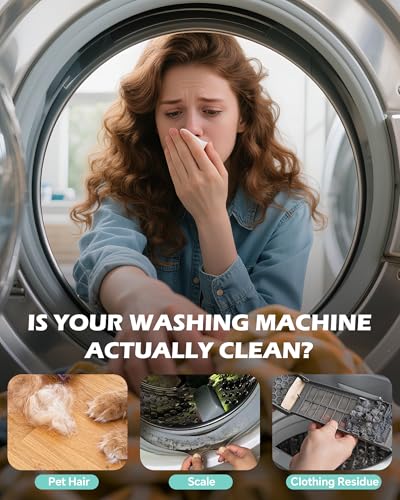 Washing Machine Cleaner Tablets: 24 Pack Deep Cleaning For HE, Front Loader & Top Load Washer, Removes Pet Hair, Odors, Formulated for Pet Owners, Septic Safe, 12 Month Supply, 11G