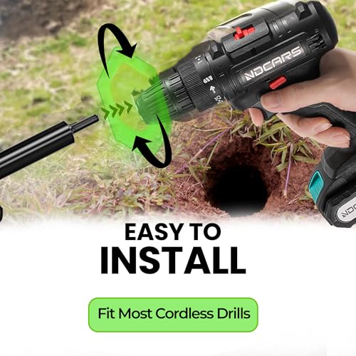 K-Brands Auger Drill Bit for Planting 2 Pack 1.6 x 16 Inch & 3.5 x 16 Inch Set – Garden Spiral Hole and Bulb Planter Tool for Umbrella Holes - Compatible with 3/8 Inch Hex Drive