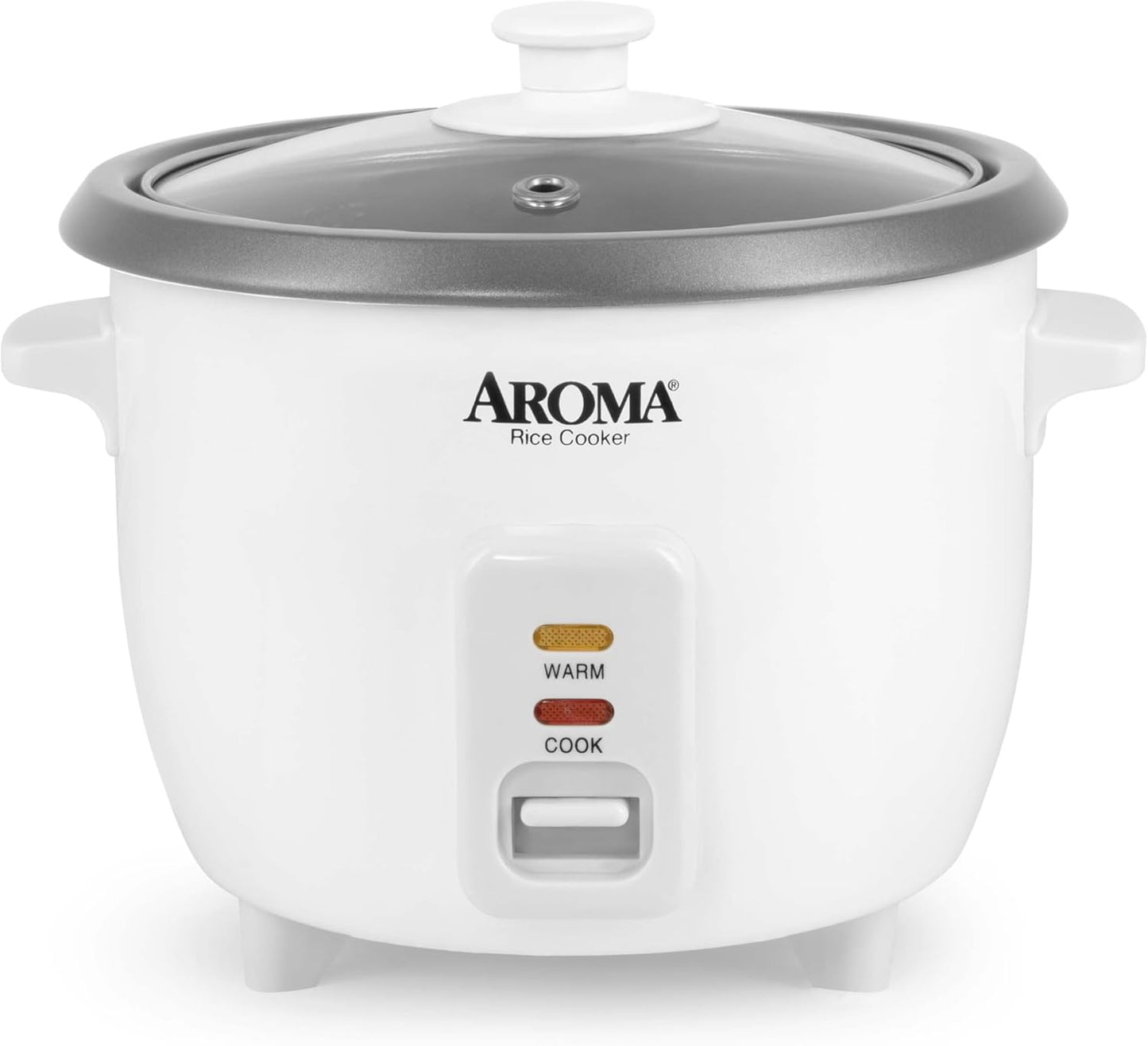 AROMA® Rice Cooker, 3-Cup (Uncooked) / 6-Cup (Cooked), Small Rice Cooker, Oatmeal Cooker, Soup Maker, Auto Keep Warm, 1.5 Qt, White, ARC-363NG