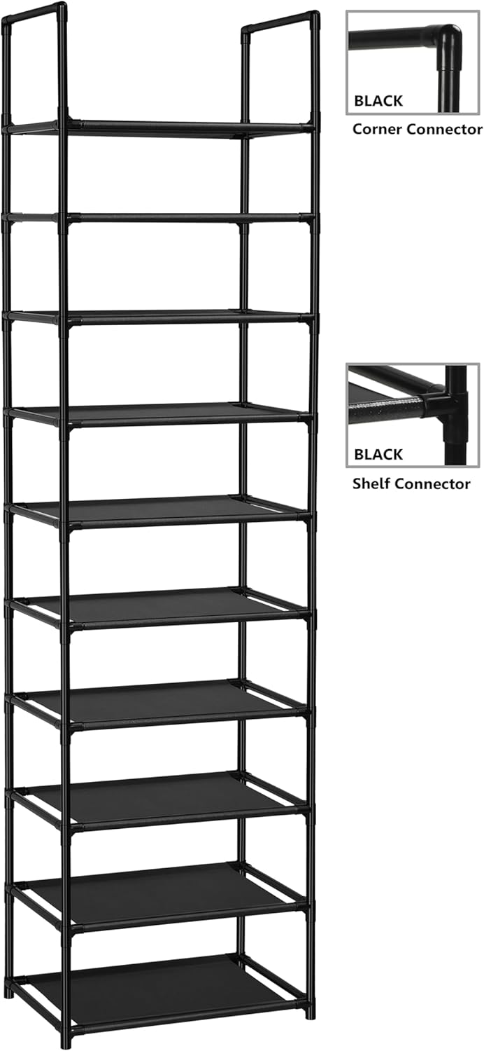 FIDUCIAL HOME 10 Tiers Shoe Rack 20-25 Pairs Sturdy Shoe Shelf