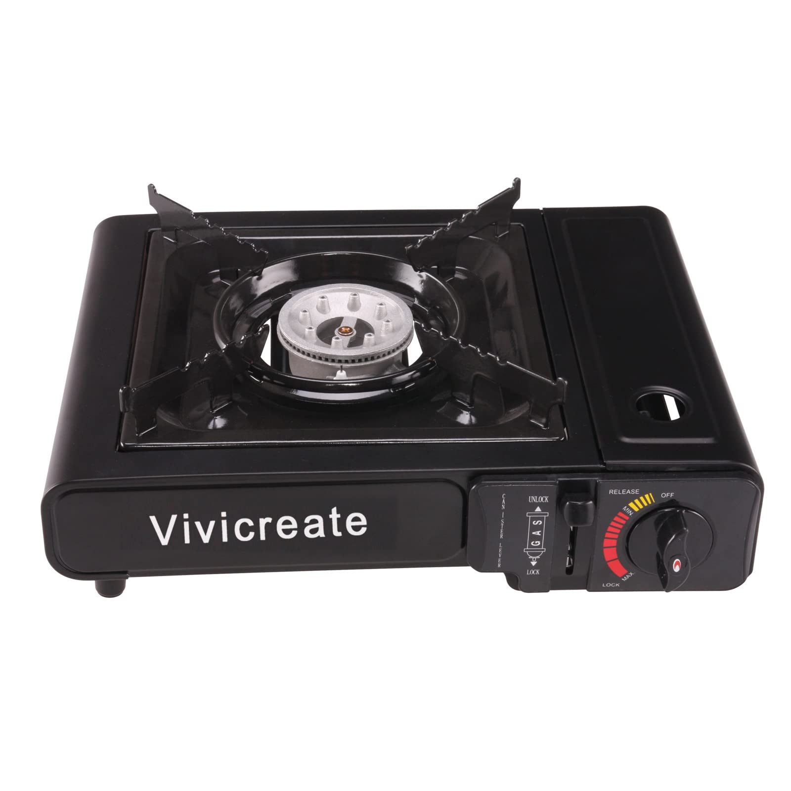 Vivicreate Portable Butane Stove 8500 BTU, Butane Stove with Auto Ignition for Camping, Lightweight Portable Gas Stove Burner with Safety Lock, Butane Burner, Estufa de Gas Portatil(Black)