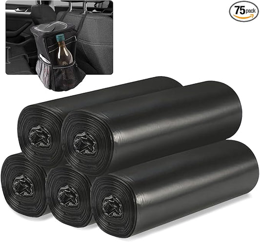 Car Trash Can Bags (5-Pack) total 75 bags- For Car