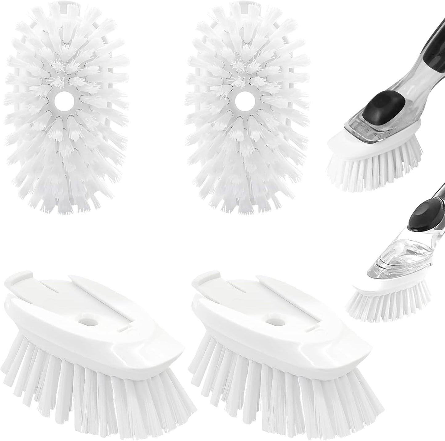 Dish Brush Refill, 4 Pack Dish Brush Replacement Head for OXO Dish Brush, Brush Dispenser Refill Fits Soap Dispensing Handle