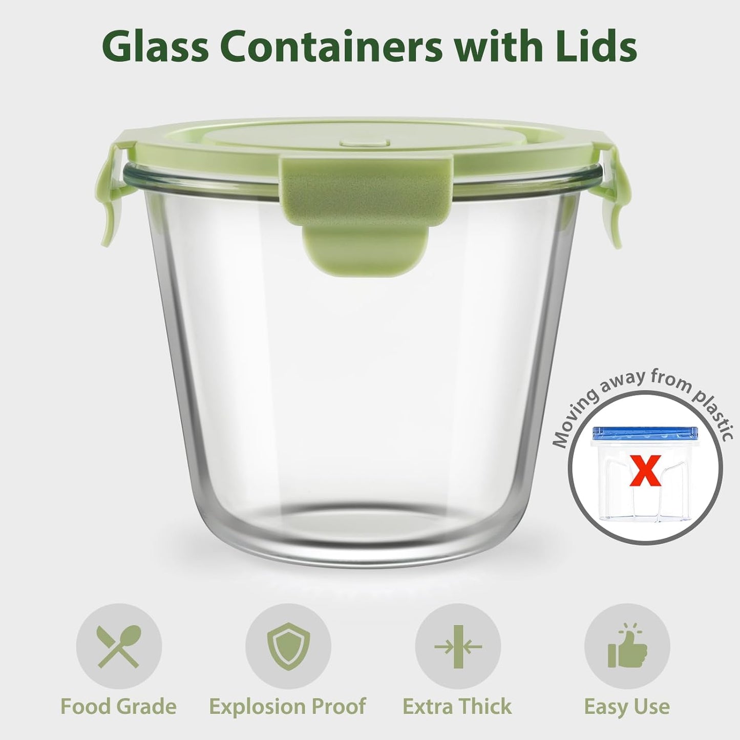 Freshmage 23oz Glass Meal Prep Containers with Lids, Airtight 3-Cup Glass Storage Containers Set, Heat-Resistant BPA-Free for Soup, Leftover, Microwave, Dishwasher, Fridge and Freezer Safe (4 Packs)