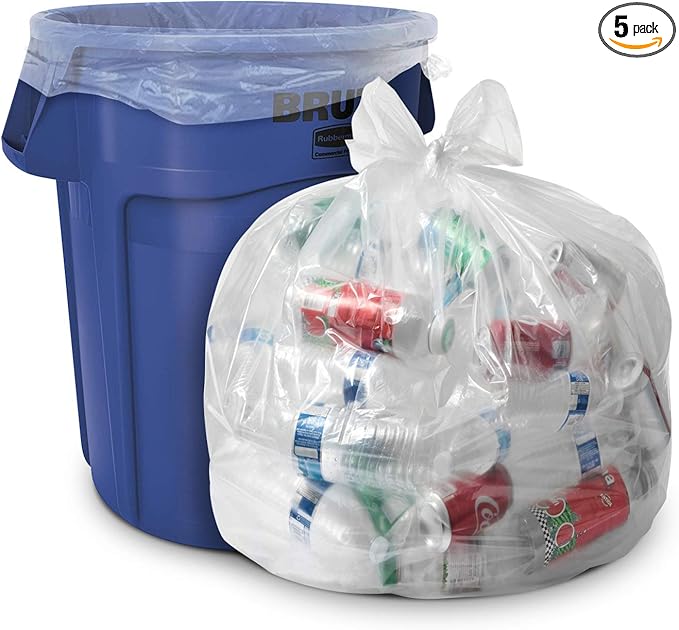 Aluf Plastics 33 Gallon Clear Trash Bags - 33" x 39" - 1.5 MIL (eq) - CSR Series - Heavy Duty Industrial Liners Clear Garbage Bags for Recycling, Contractors, Storage, Outdoor, 1 Count (Pack of 100)