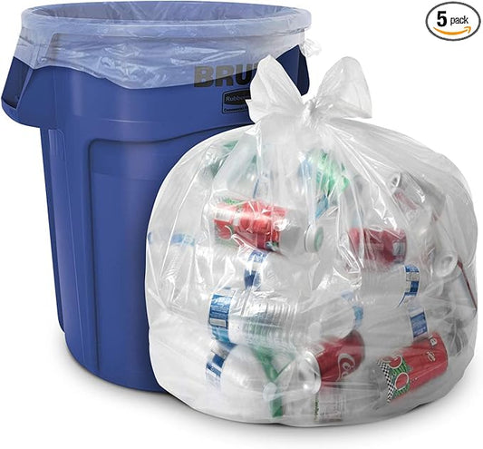 Aluf Plastics 33 Gallon Clear Trash Bags - 33" x 39" - 1.5 MIL (eq) - CSR Series - Heavy Duty Industrial Liners Clear Garbage Bags for Recycling, Contractors, Storage, Outdoor, 1 Count (Pack of 100)