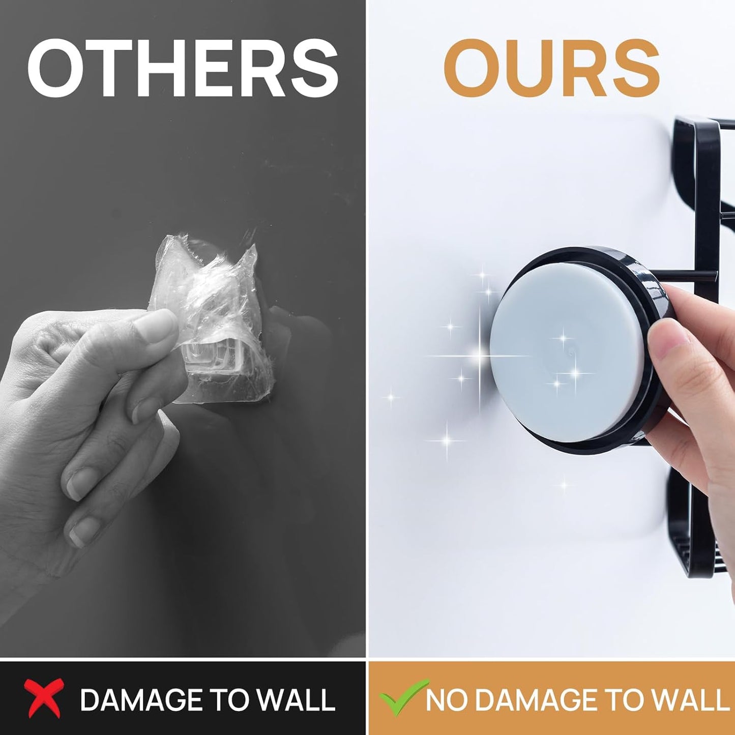 LEVERLOC Soap Dish, Soap Bar Holder for Shower Suction Cup Wall Mounted, Stainless Steel No-Drilling Removable Waterproof Sponge Holder for Bathroom Bathtub Kitchen Sink, Keep Dry, Black