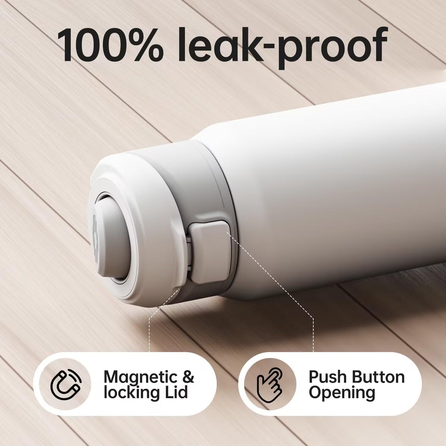 Insulated Magnetic Water Bottle - Reusable Stainless Steel Bottle with MagSafe Compatible Phone Holder - Keeps Cold for 24 Hours - Perfect for Gym, Sports, and Travel - White 24oz