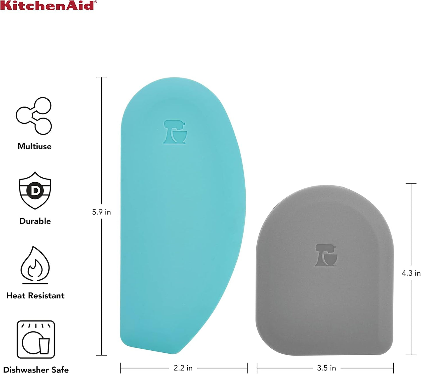 KitchenAid Gourmet Bowl Scraper, Set of 2, Aqua Sky and Storm Grey