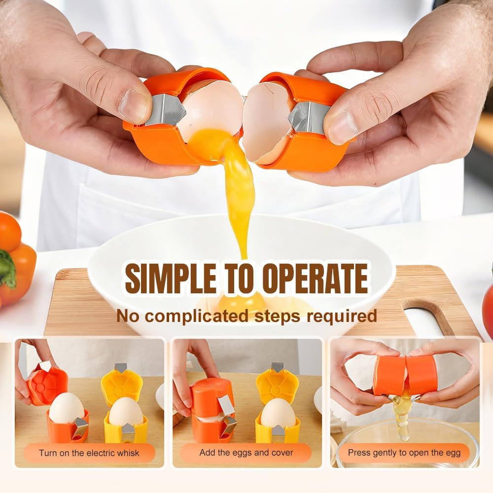 Upgrade Egg opener, 2026 New Egg Cutter Egg Cracker Tool Multifunctional Egg Cutter Multipack, Stainless Steel Egg Shell Separator for Raw Eggs Gadgets Cracker Tool (1, Yellow)