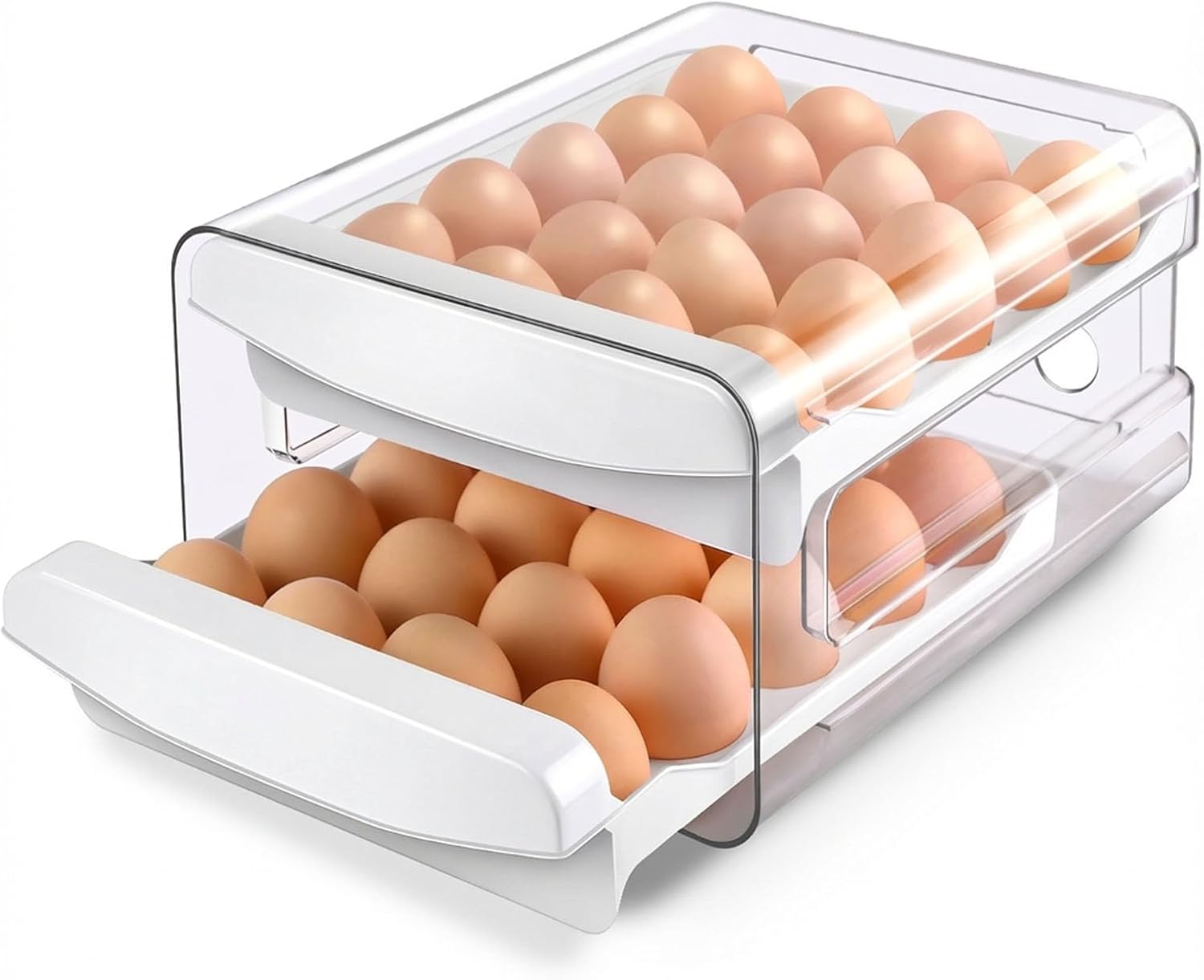 Zagtag® Egg Holder for Fridge, 2-Tier Stackable 40 Eggs Organizer Drawer for Refrigerator, Space-Saving Egg Container, Clear Plastic Egg Tray for Kitchen Storage