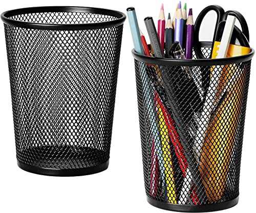 MaxGear Pen Holder for Desk, Premium Mesh Metal Pencil Holder Pen Cup Marker Organizer Makeup Brush Holders, Desk Accessories & Workspace Organizers for Home, School & Office, 5.4’’, 2 Pack