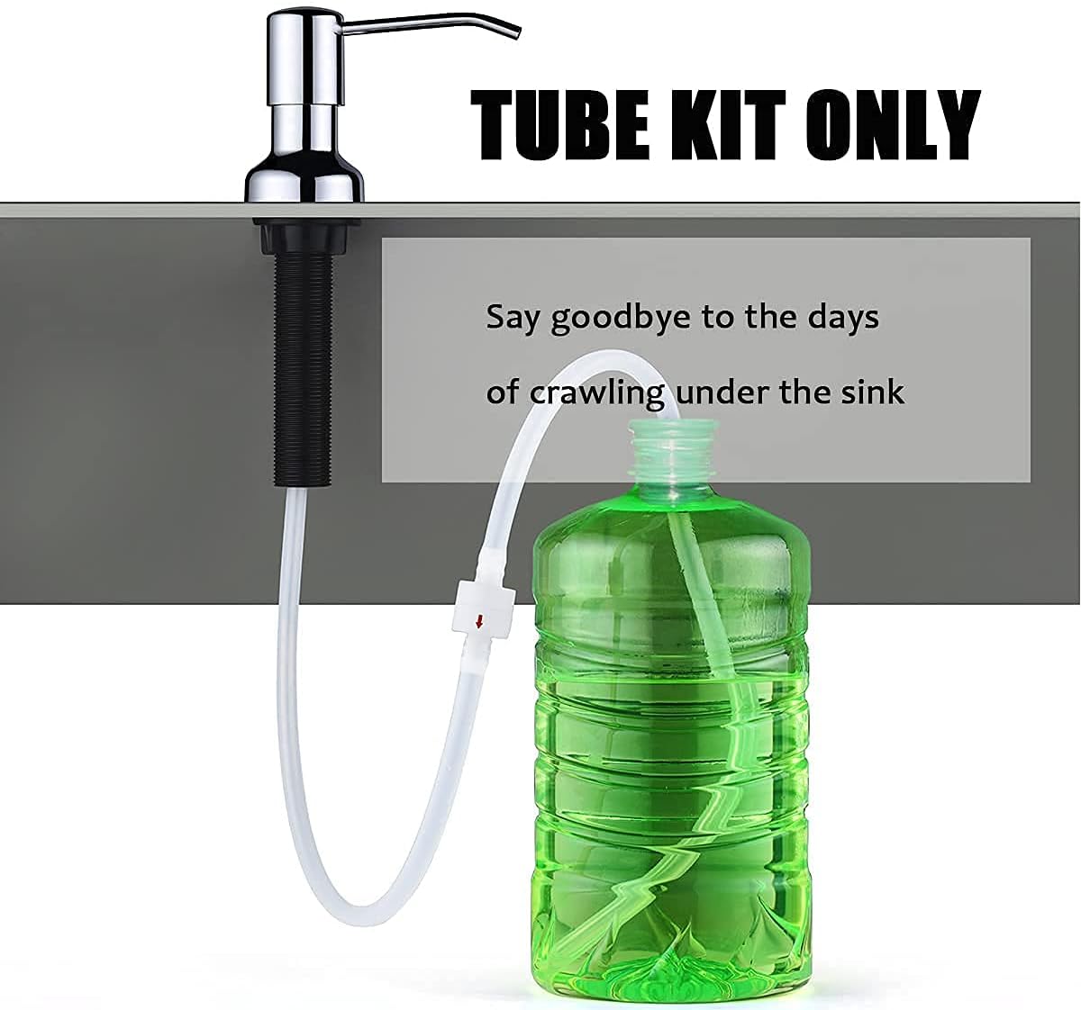 Sink Soap Dispenser Extension Tube Kit with Upgraded Check Valve, 47" Under Counter Soap Dispenser Tube for Kitchen Sink, Fit Most Soap Containers, Strong Suction, No More Tiny Bottle Daily Refills