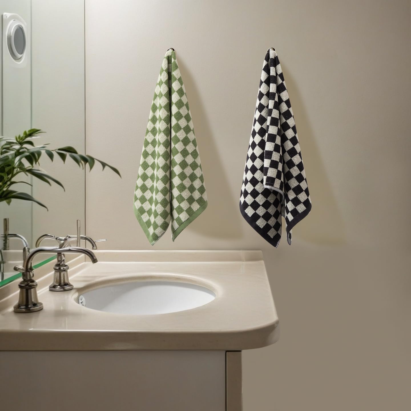 Hand Towels 5 Pack - Cotton Face Towels Soft, Absorbent, and Decorative Checkered Design for Bathroom, Kitchen, Gym, and Spa - 13 x 29 Inches for Any Occasion